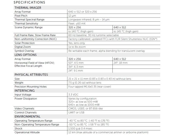 Boson Fleet Grade 320 × 256 50⁰ 4.5mm HFoV LWIR - Image 4
